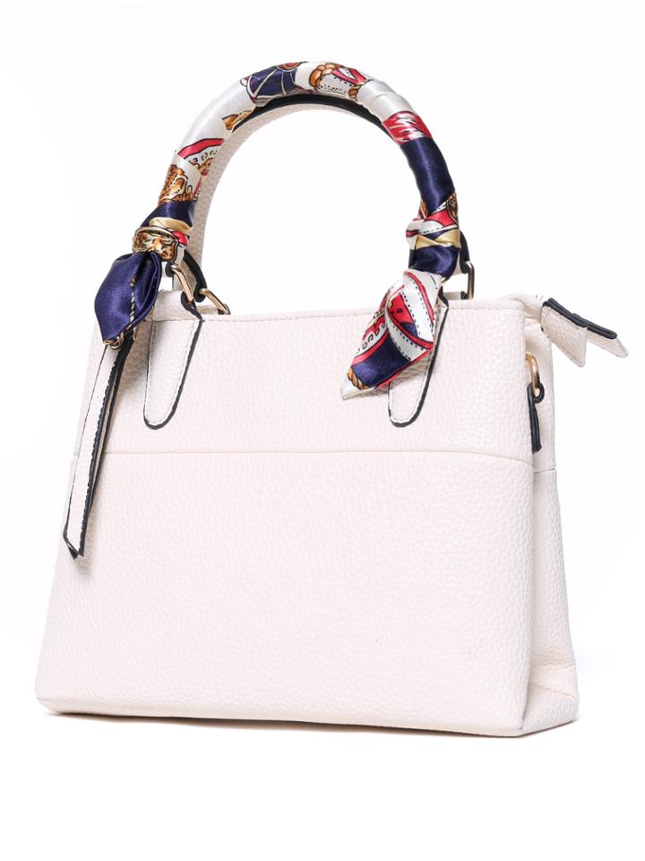 Romwe White Zipper Pu Tote Bag