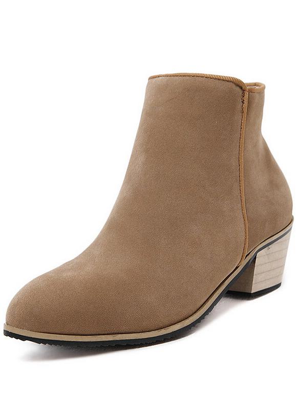 Romwe Apricot Pointy Zipper Side Boots