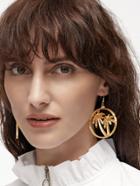 Romwe Gold Coconut Tree Hoop Drop Earring