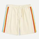 Romwe Guys Rainbow Striped Tape Elastic Waist Shorts