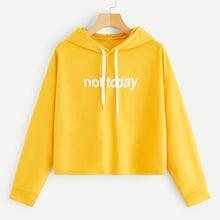 Romwe Letter Print Drop Shoulder Drawstring Hoodie