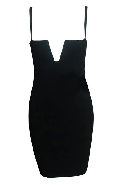 Romwe V-neck Sleeveless Black Dress