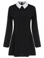 Romwe Doll Collar Shift Black Dress