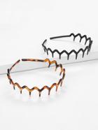 Romwe Leopard & Plain Design Headband 2pcs