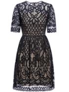 Romwe Black Hollow Lace A-line Dress