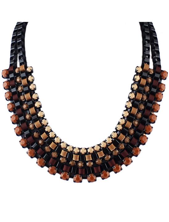 Romwe Yellow Beading Chain Necklace