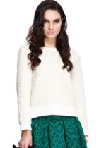 Romwe Romwe Mercedes Logo Print Asymmetric Zippered White Jumper