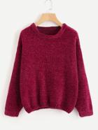 Romwe Waffle Knit Chenille Sweater