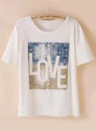 Romwe Love Print White T-shirt