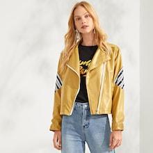 Romwe Zip Up Pocket Notched Neck Jacket