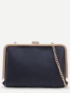 Romwe Black Clip Frame Purse With Chain