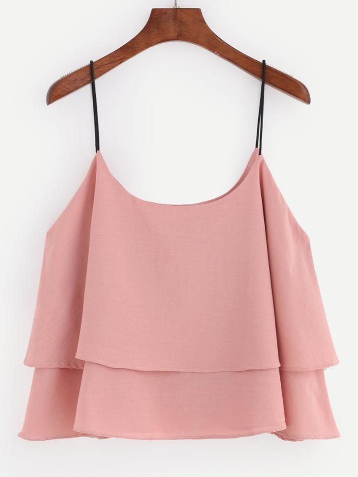 Romwe Pink Layered Cami Top