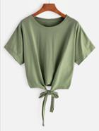 Romwe Knotted Front Tee