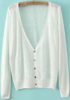 Romwe V Neck With Buttons Apricot Cardigan