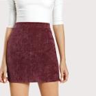 Romwe Solid Corduroy Bodycon Skirt