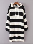 Romwe Block Striped Hooded Knit Dress