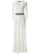 Romwe V Neck Long Sleeve Lace White Dress