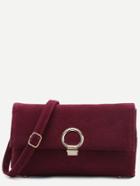 Romwe Maroon Nubuck Leather Messenger Bag