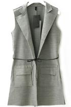 Romwe Lapel With Pockets Grey Vest