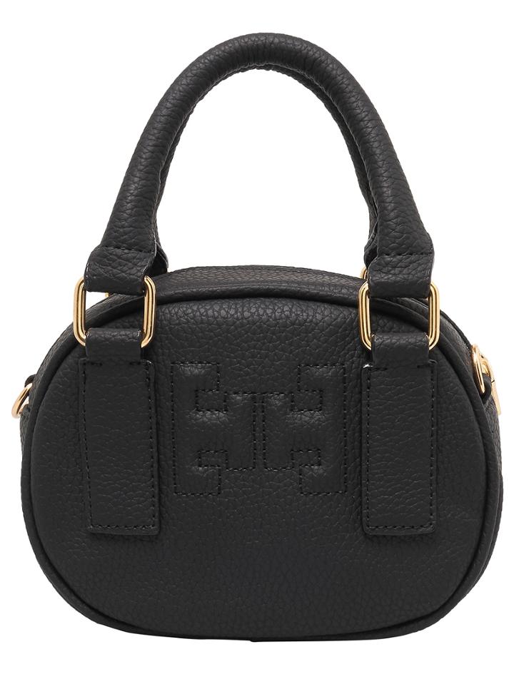 Romwe Black Zipper Pu Round Bag