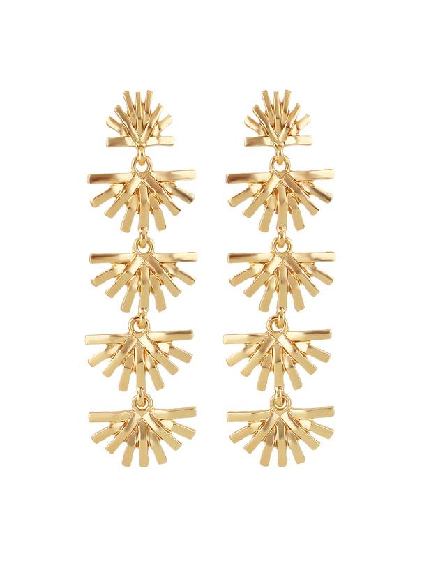 Romwe Gold Flower Type Long Earrings