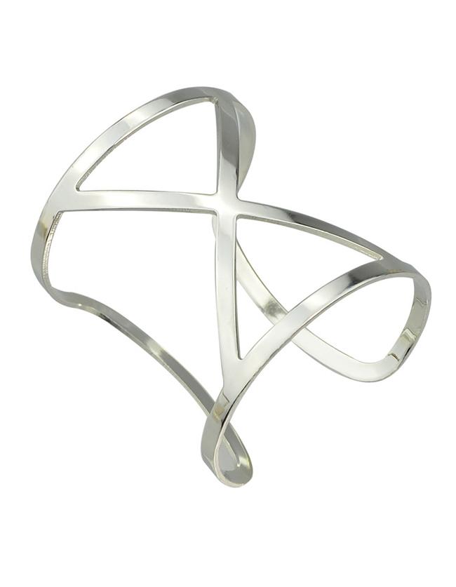 Romwe Silver Big Cuff Open Bracelet