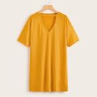 Romwe Solid Choker Neck T-shirt Dress