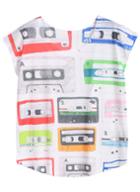Romwe Magnetic Tape Print White T-shirt
