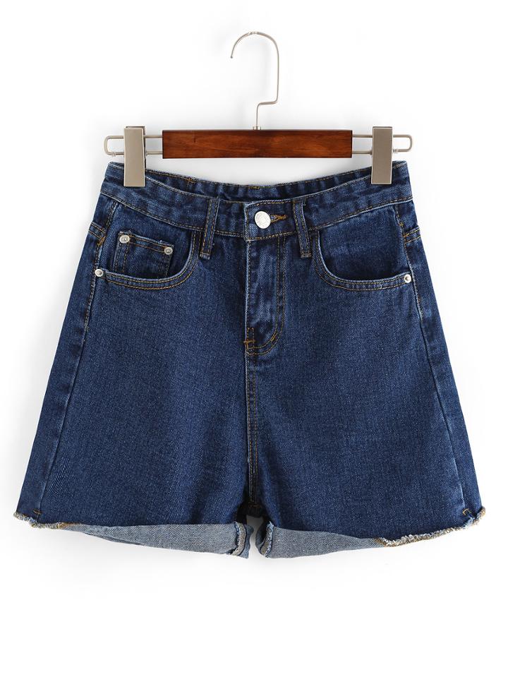Romwe Rolled Hem Wide Leg Shorts