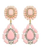 Romwe Pink Flower Statement Earrings