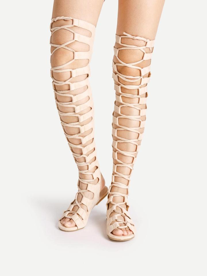 Romwe Ladder Cutout Zipper Back Gladiator Sandals
