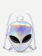 Romwe Iridescent Alien Shaped Pu Backpack