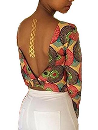 Romwe V-back Multicolor Circle Print Crop Top