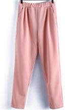 Romwe High Waist With Pockets Pink Pant