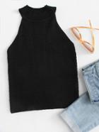 Romwe Stand Neck Knit Top