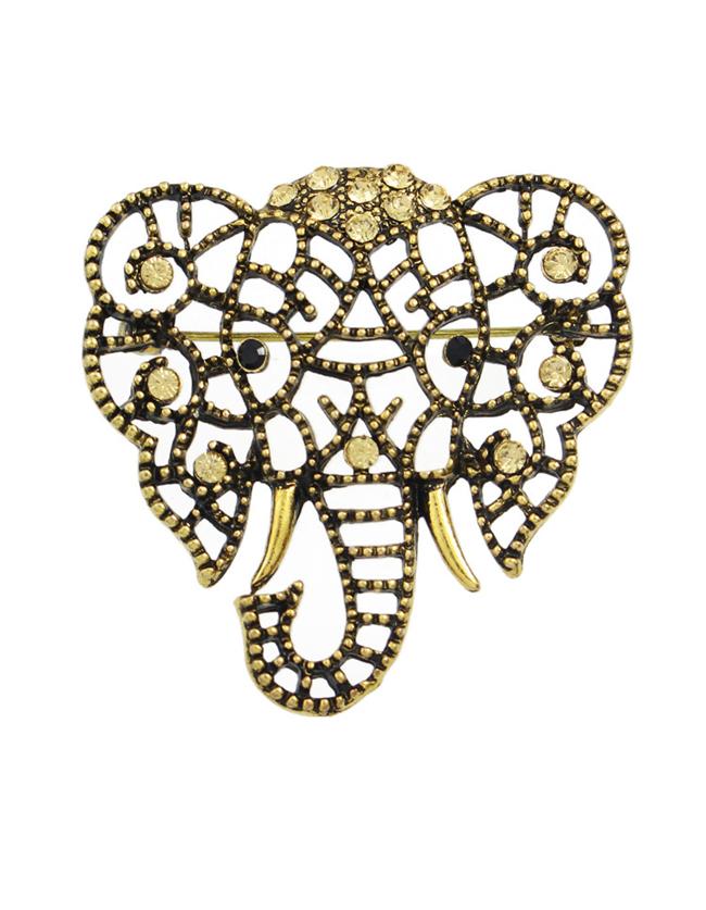 Romwe Gold Plated Cute Elephant Shape Brooch