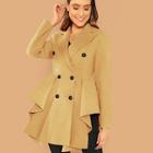 Romwe Double Breasted Hanky Hem Coat