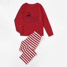 Romwe Christmas Men Deer Print Top & Striped Pants Pj Set