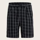 Romwe Guys Pleated Front Plaid Shorts