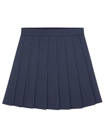 Romwe With Button Pleated Navy Skirt