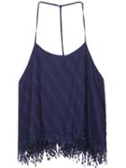 Romwe Y-straps With Tassel Royal Blue Vest