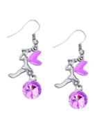 Romwe Purple Rhinestone Embellished Fairy Shape Drop Earrings