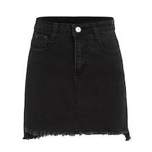 Romwe Plus Raw Hem Denim Skirt