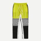 Romwe Guys Contrast Checkerboard Print Drawstring Waist Pants