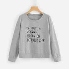 Romwe Letter Print Marled Sweatshirt