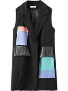 Romwe Lapel Patch Pockets Slit Back Vest