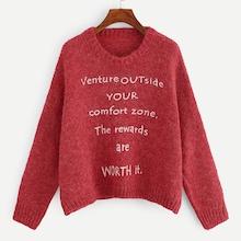 Romwe Letter Embroidery Sweater