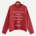 Romwe Letter Embroidery Sweater