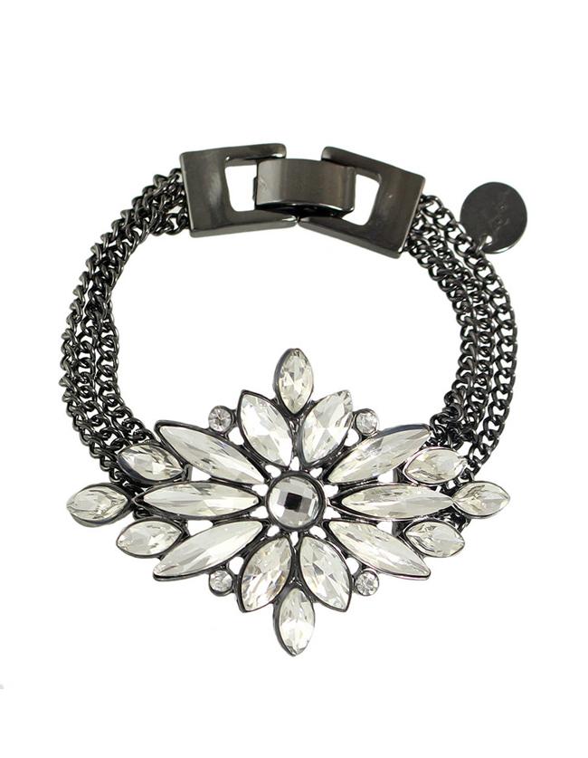 Romwe Big Rhinestone Flower Bracelet