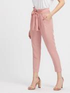Romwe Self Belted Pleated Tailored Pants